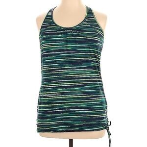 Athleta racerback tank top size M drawstring waist built in bra green